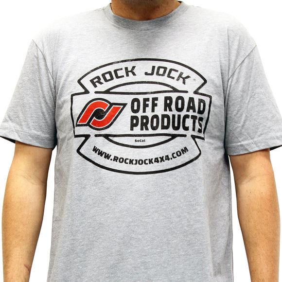 RockJock T-Shirt w/ vintage logo. Gray, XL, print on the front.