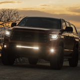 30 led light bar mounted on a toyota tundra as a behind the grille led light bar