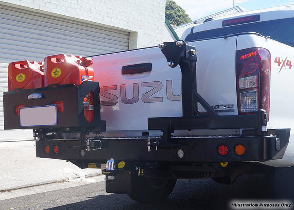 REAR BAR FORD RANGER PXII 2015+ WITH SINGLE WHEEL CARRIER & DUAL JERRY CAN HOLDER (BW80-4138)