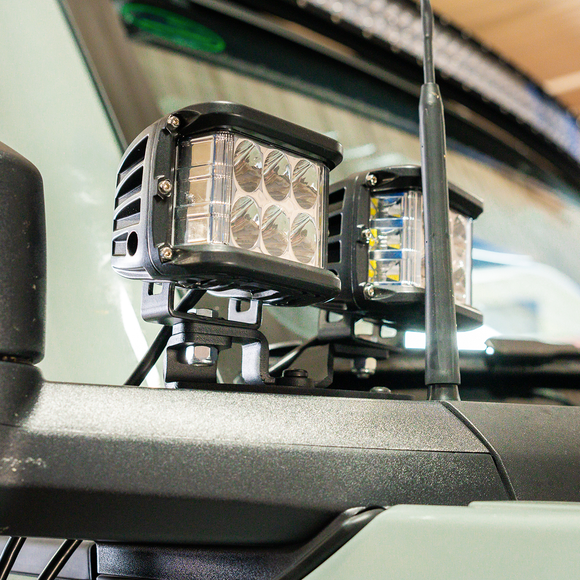 Ditch Light Mount Kit Fits 2021+ Ford Bronco Raptor - (2) 3X2 18W LED PODS // (2) 3.5 INCH ROUND CANNON PODS