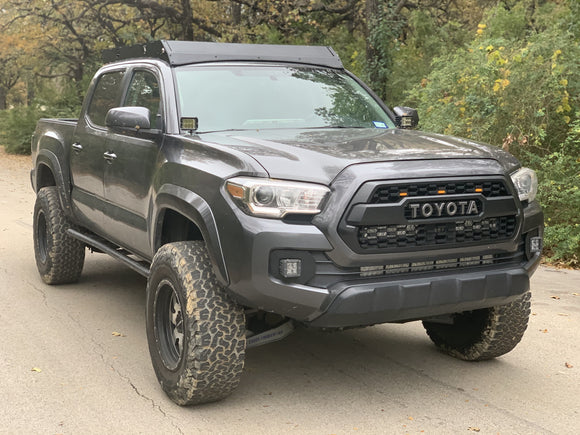 2005-2021 Toyota Tacoma Premium Roof Rack - 42 in White Dual Row SPOT Beam // LED LIGHT BAR - BLUE  SMALL // No Lights