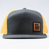 Charcoal & Gold Leather Patch Cap