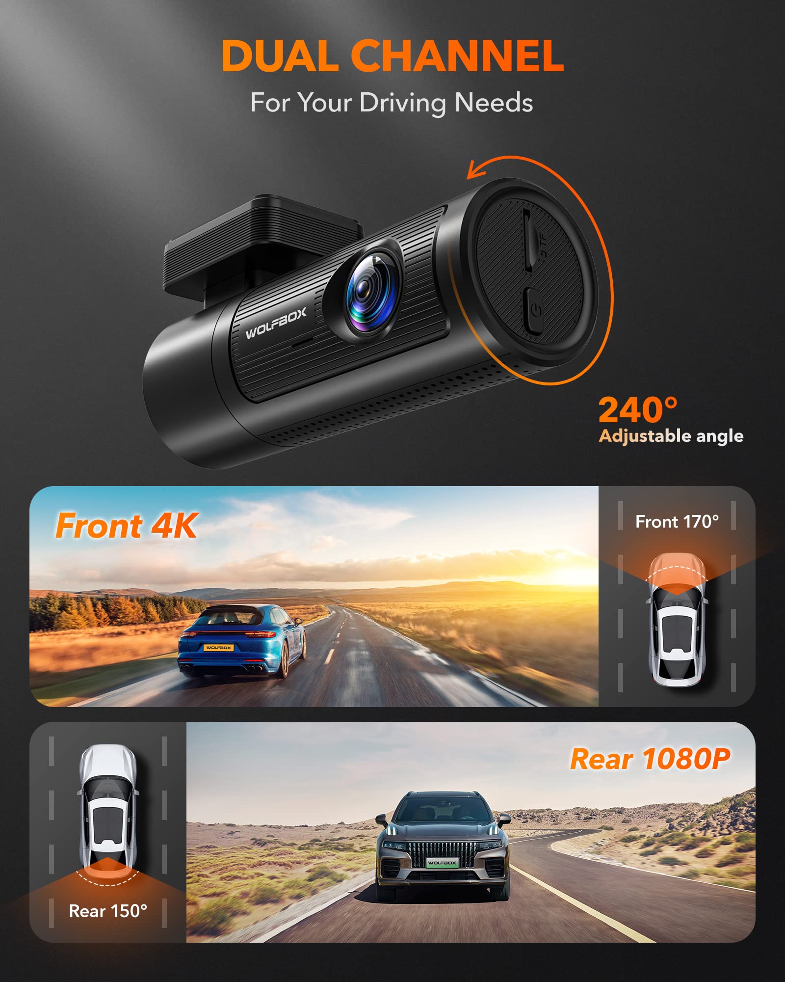 i05  WOLFBOX Dash Cam Front and Rear, 4K Dash Cam with GPS WiFi UHD 2 –  Aiden James Customs