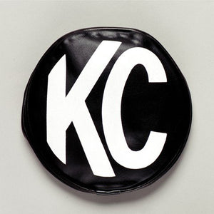 5" Light Cover - Round - Soft Vinyl - Pair - Black / White KC Logo