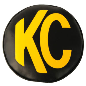 8" Light Cover - Soft Vinyl - Pair - Black / Yellow KC Logo